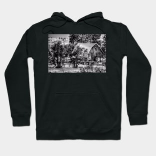 Winter Barn - Black And White Hoodie